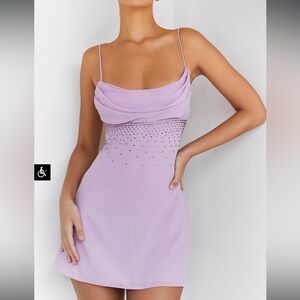Lilac Crystal Embellished Mini Dress